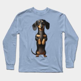 Dachshund Wiener Dog Standing & Begging Love Cute Long Sleeve T-Shirt